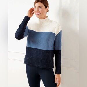Talbots Snap Button Mockneck Speckled Stripe Pullover Sweater Rib Knit Size 3X